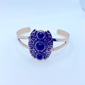 NEW! Free People Brass Bangle Bracelet Cuff with Black Gemstone Accents